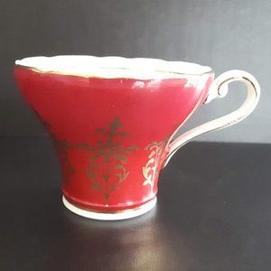 Vintage Aynsley Corset Red & Gold filigree fine china teacup